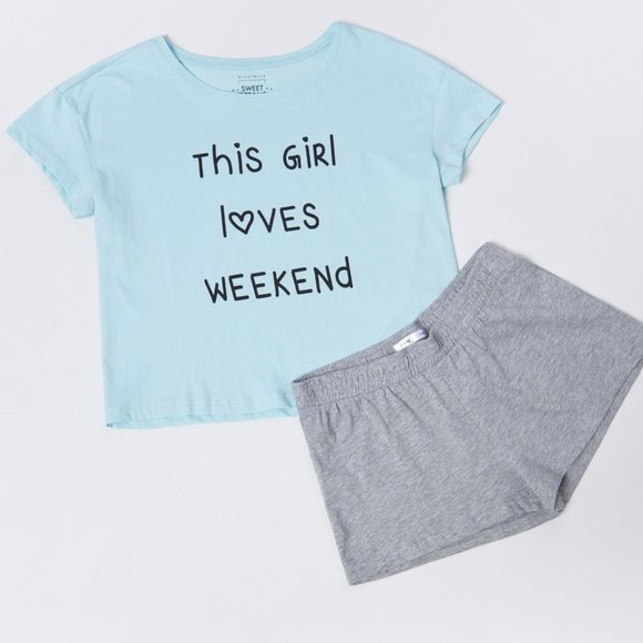 Sinsay Other - NWT Cotton 2-piece pajama This Girl Loves Weekend